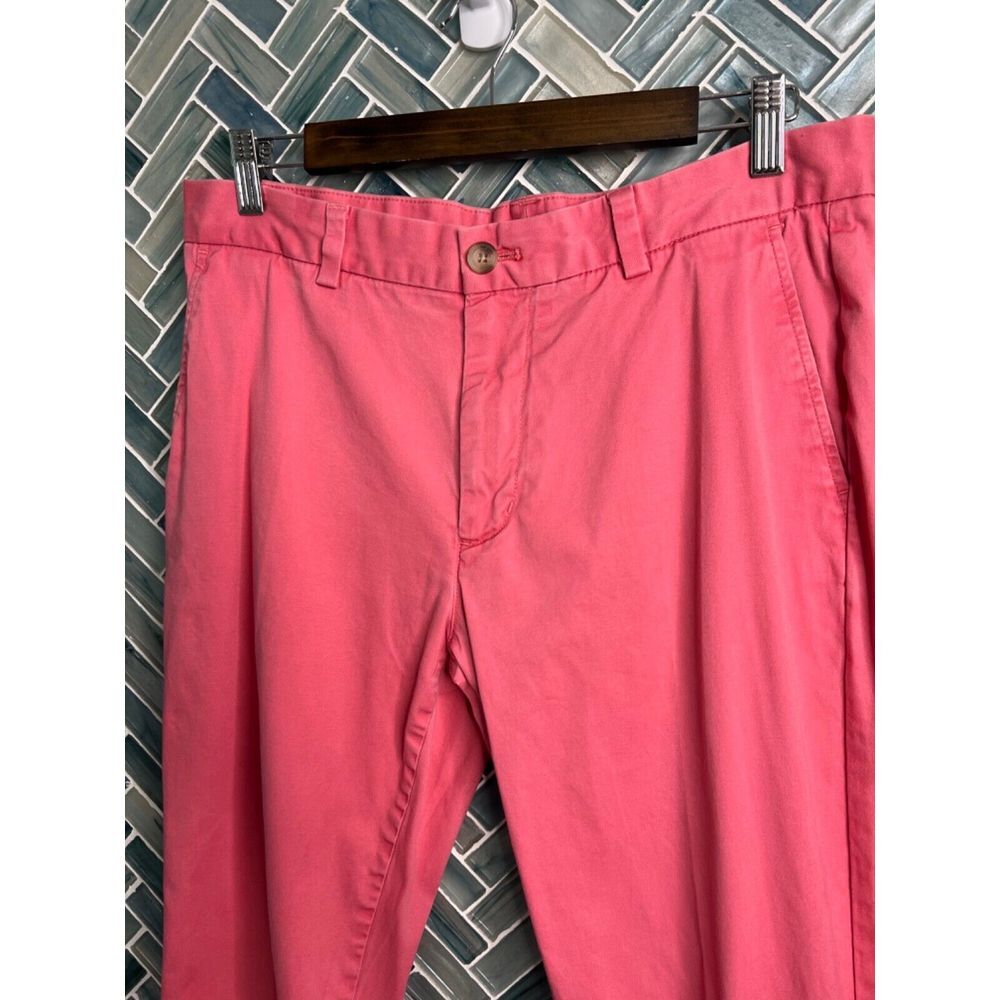 MENS VINEYARD VINES PINK COTTON BREAKER CHINO PANTS 33X32 STRAIGHT LEG PREPPY - Picture 2 of 10